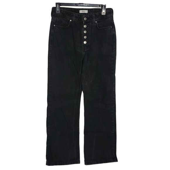 Forever 21 Los Angeles Womens Jeans Size 27 Black Button Fly High Rise Bootcut - Picture 1 of 9